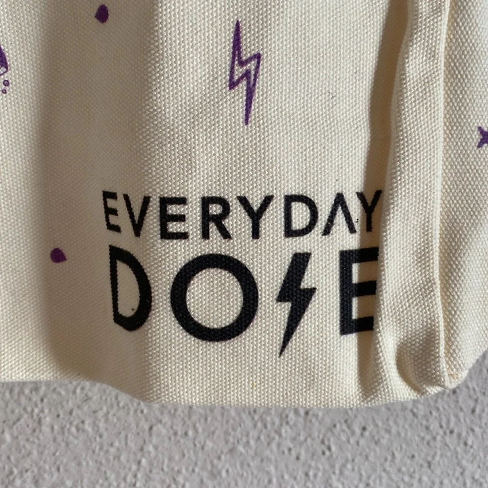 Cream Tote Bag with Purple Accents